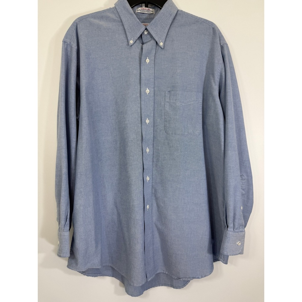 Vtg 1997 Roundtree Yorke Blue Oxford Shirt 17.5 34 XL Pima Cotton Button Down